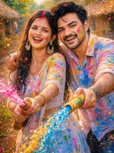 Holi Ai Photo Editing Prompts Couples